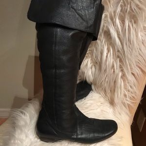 Black knee high leather boots